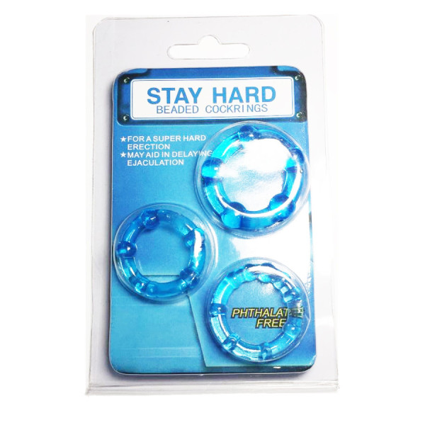Pack 3 cockring bleus avec billes 